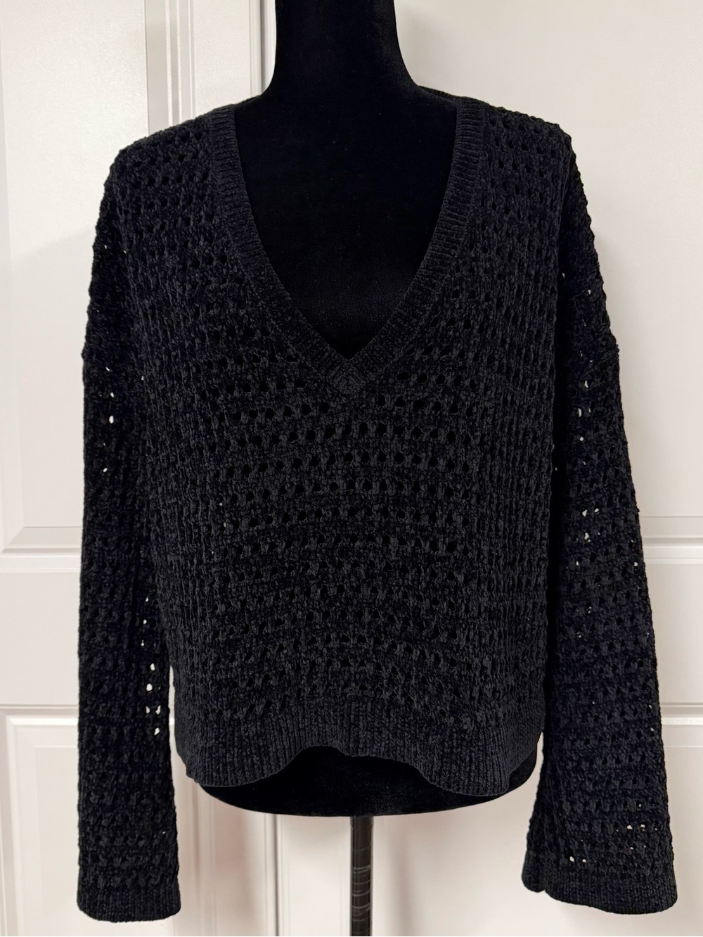 Express Open Knit V-Neck Sweater